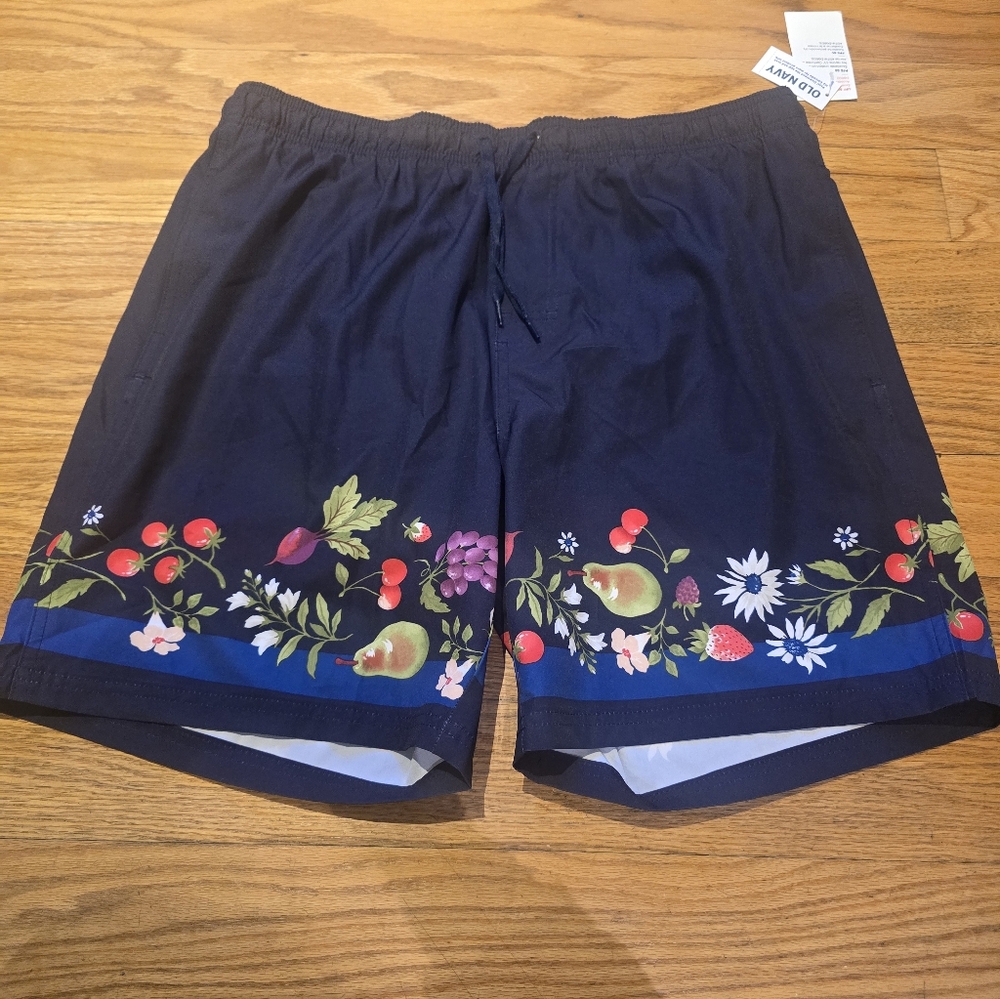 NWT Old Navy Navy Blue Swim Trunks with Mesh Lining